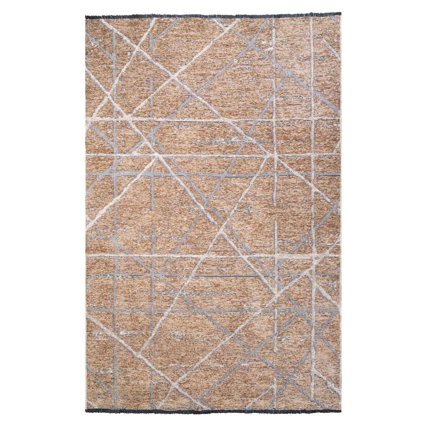 Reversible Beige Distressed Contemporary Living Area Rug
