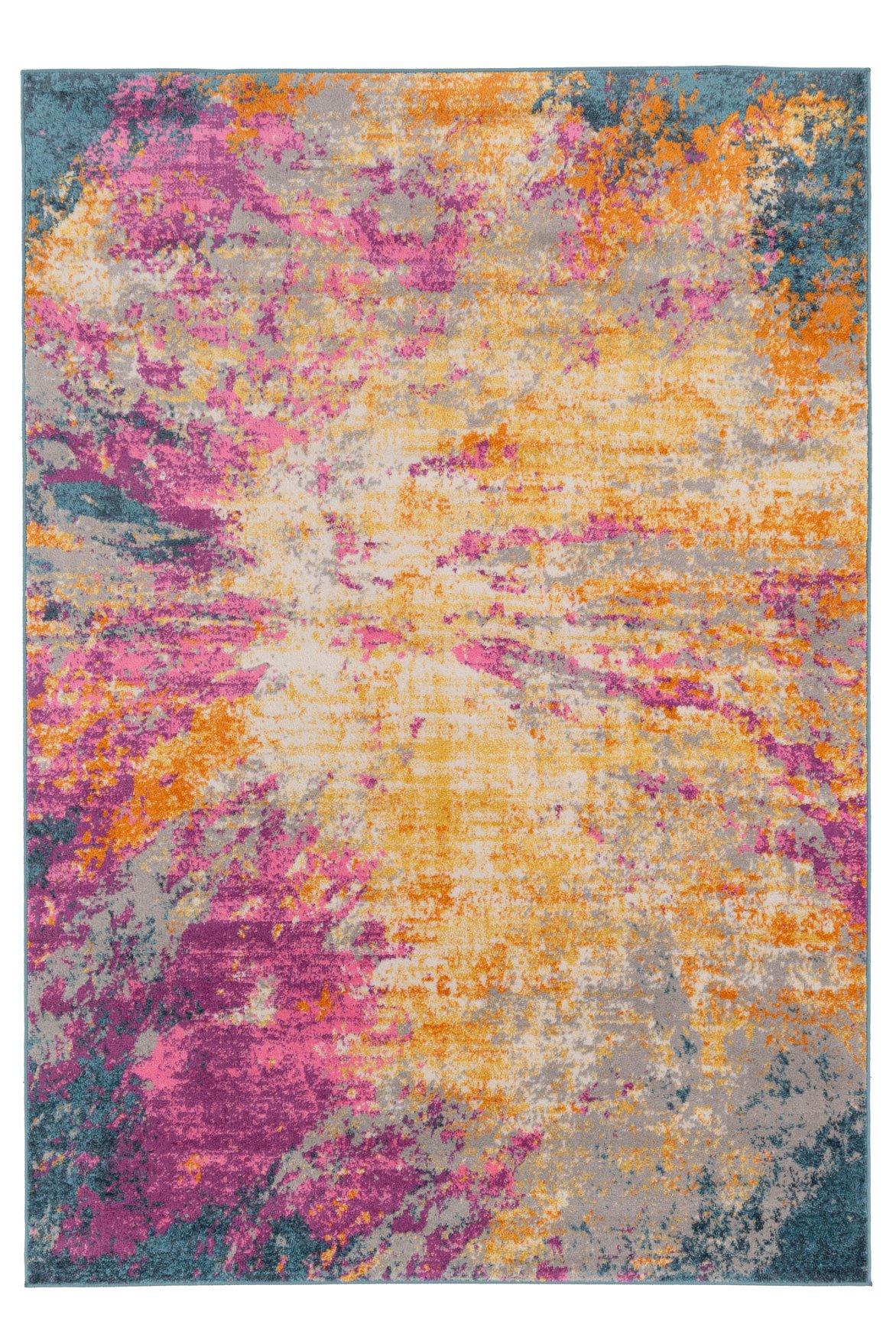 Yellow Pink Multicoloured Abstract Area Rug