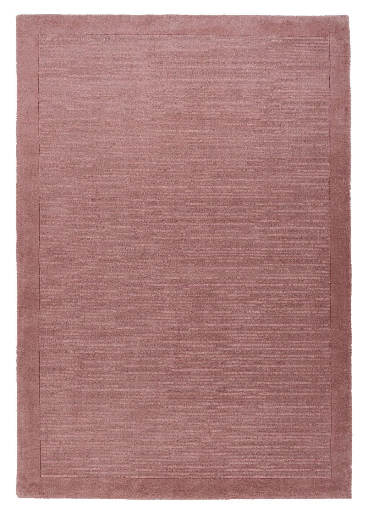 Natural Wool Plush Pile Blush Pink Area Rug