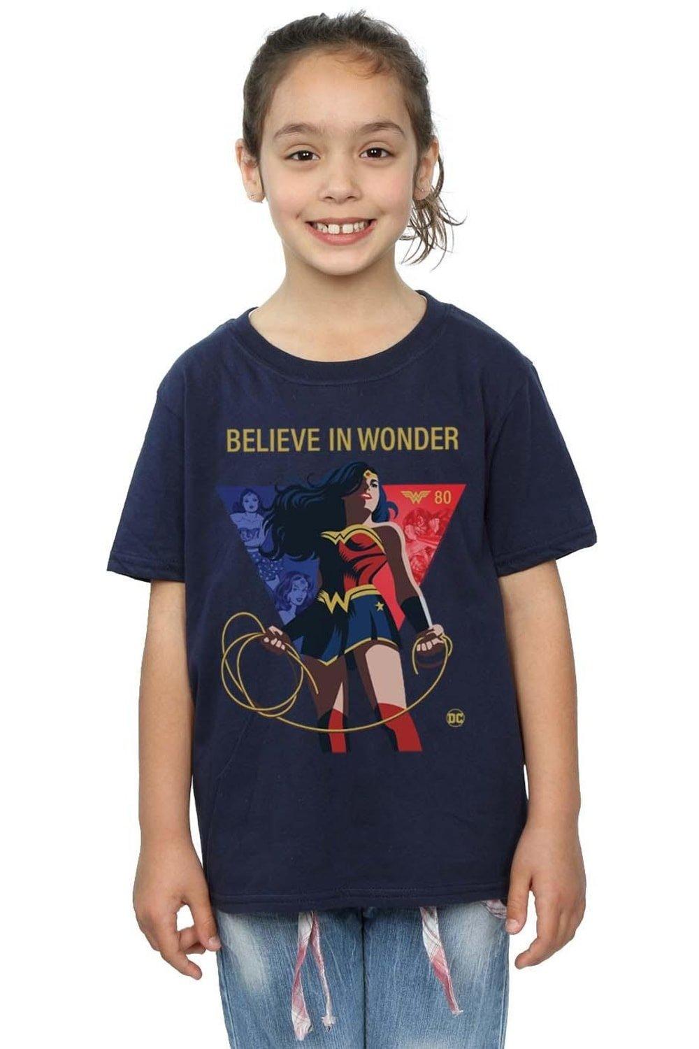 Wonder Woman 80th Anniversary Believe In Wonder Pose Cotton T-Shirt