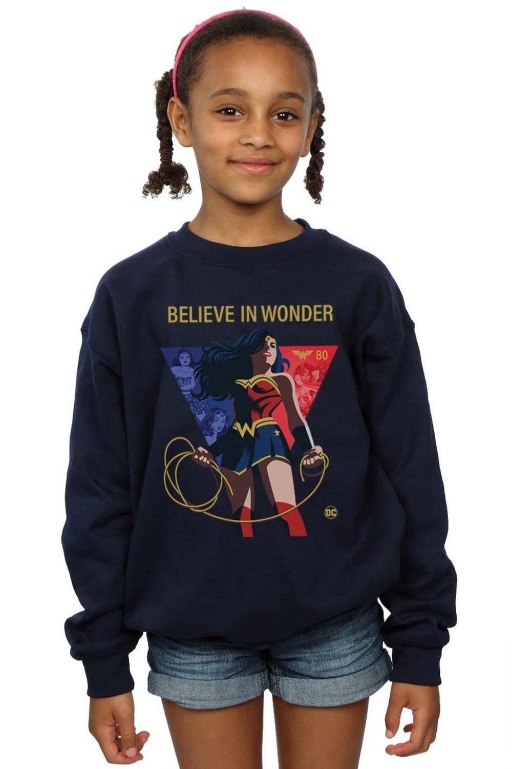 Wonder Woman 80th Anniversary Believe In Wonder Pose Sweatshirt