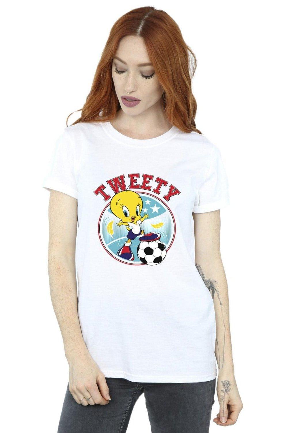 tweety football circle cotton boyfriend t-shirt