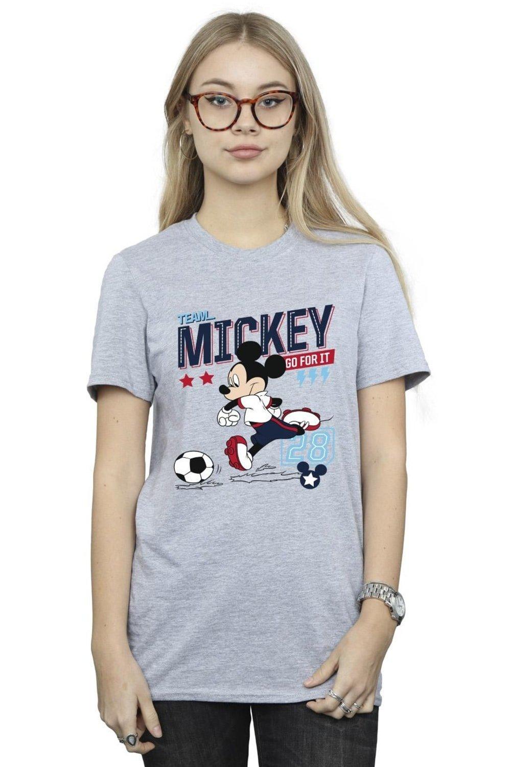 mickey mouse team mickey football cotton boyfriend t-shirt