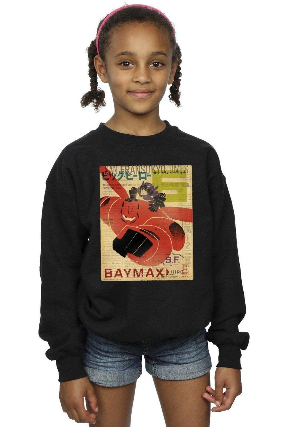 Hoodies And Sweatshirts Big Hero 6 Baymax Flying Baymax Newspaper Sweatshirt Disney