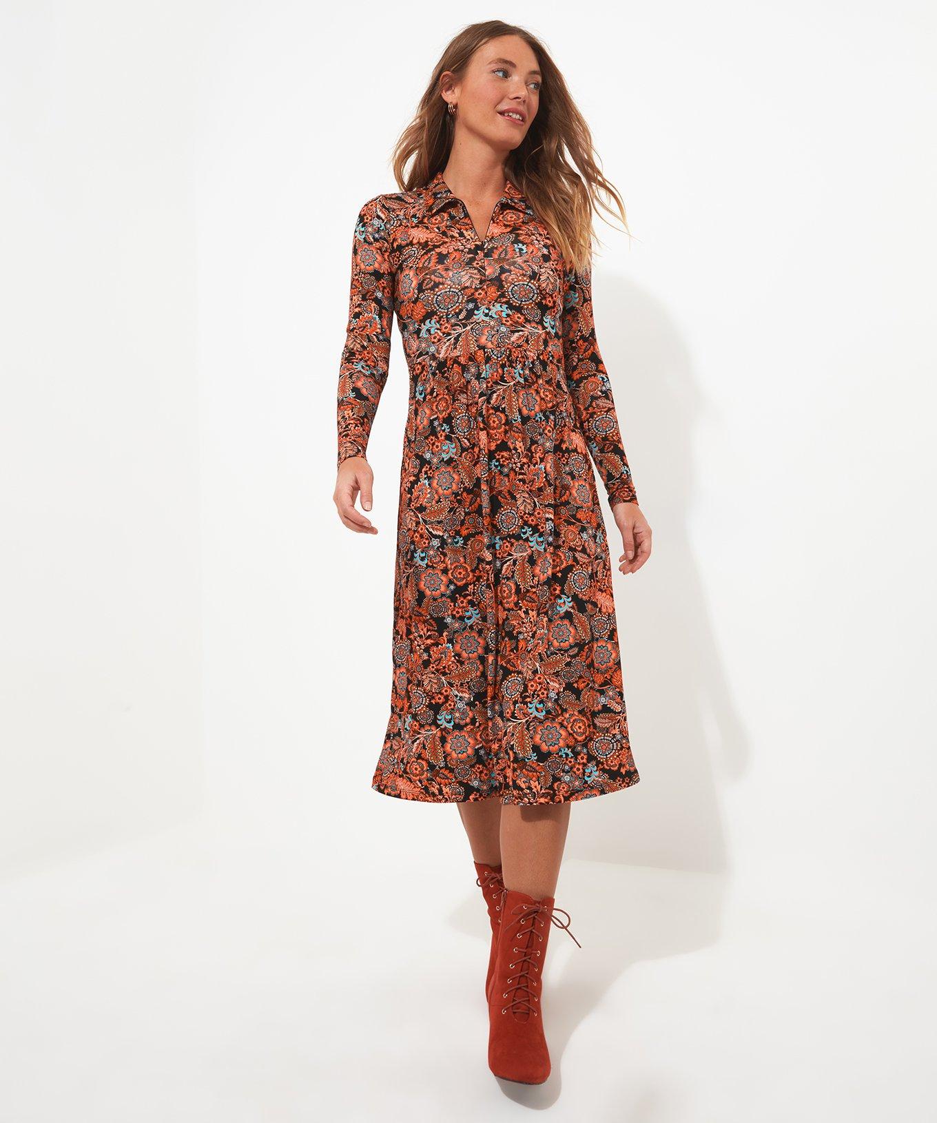 Floral Zip Front Supersoft Midi Dress
