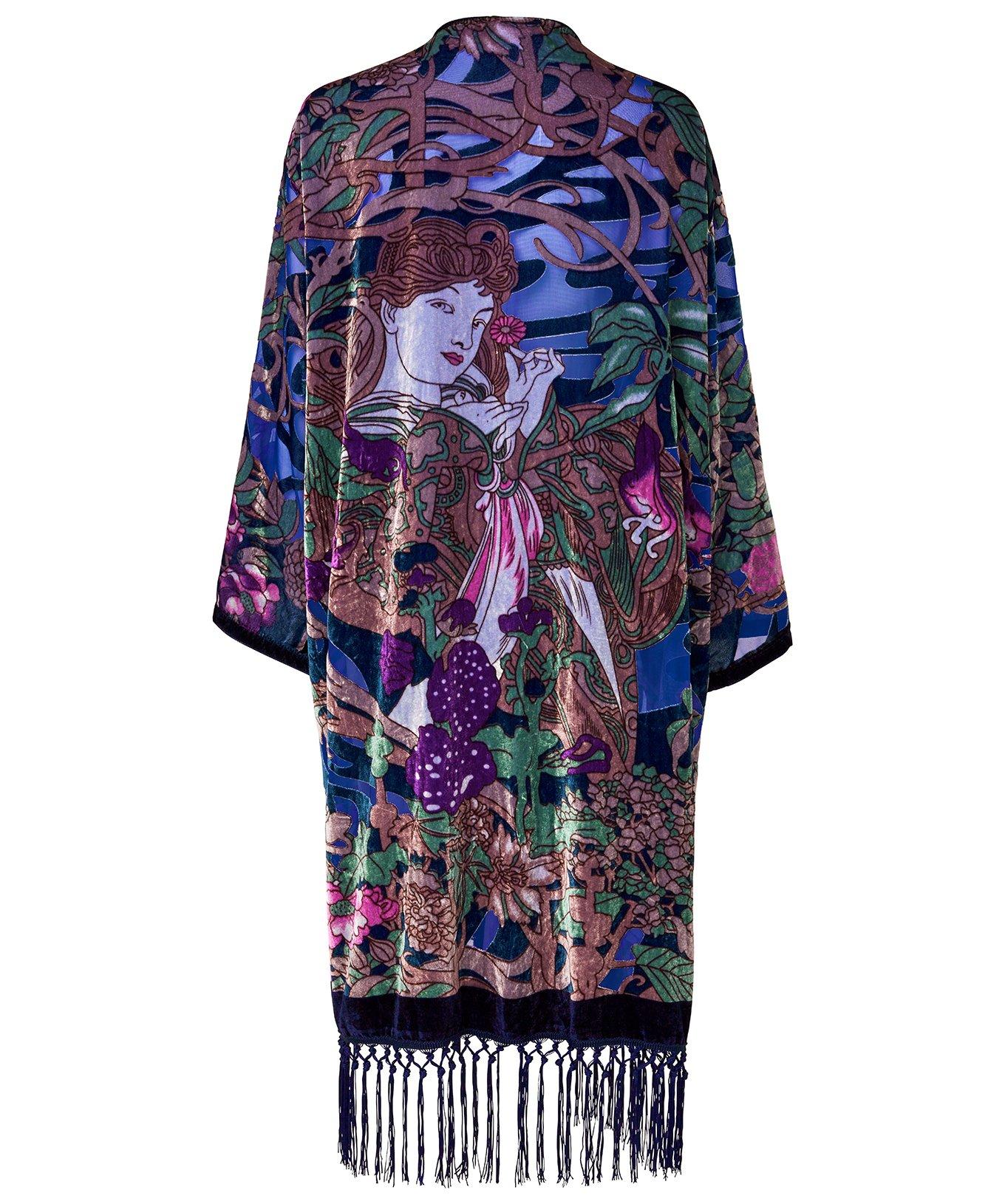  Aris A Hand-Beaded Silk Velvet Burnout Kimono