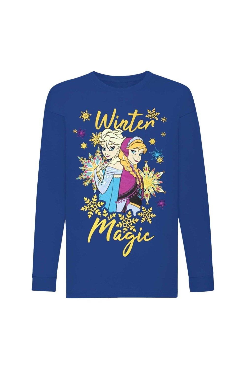 Winter Magic Anna And Elsa Glitter Long-Sleeved T-Shirt