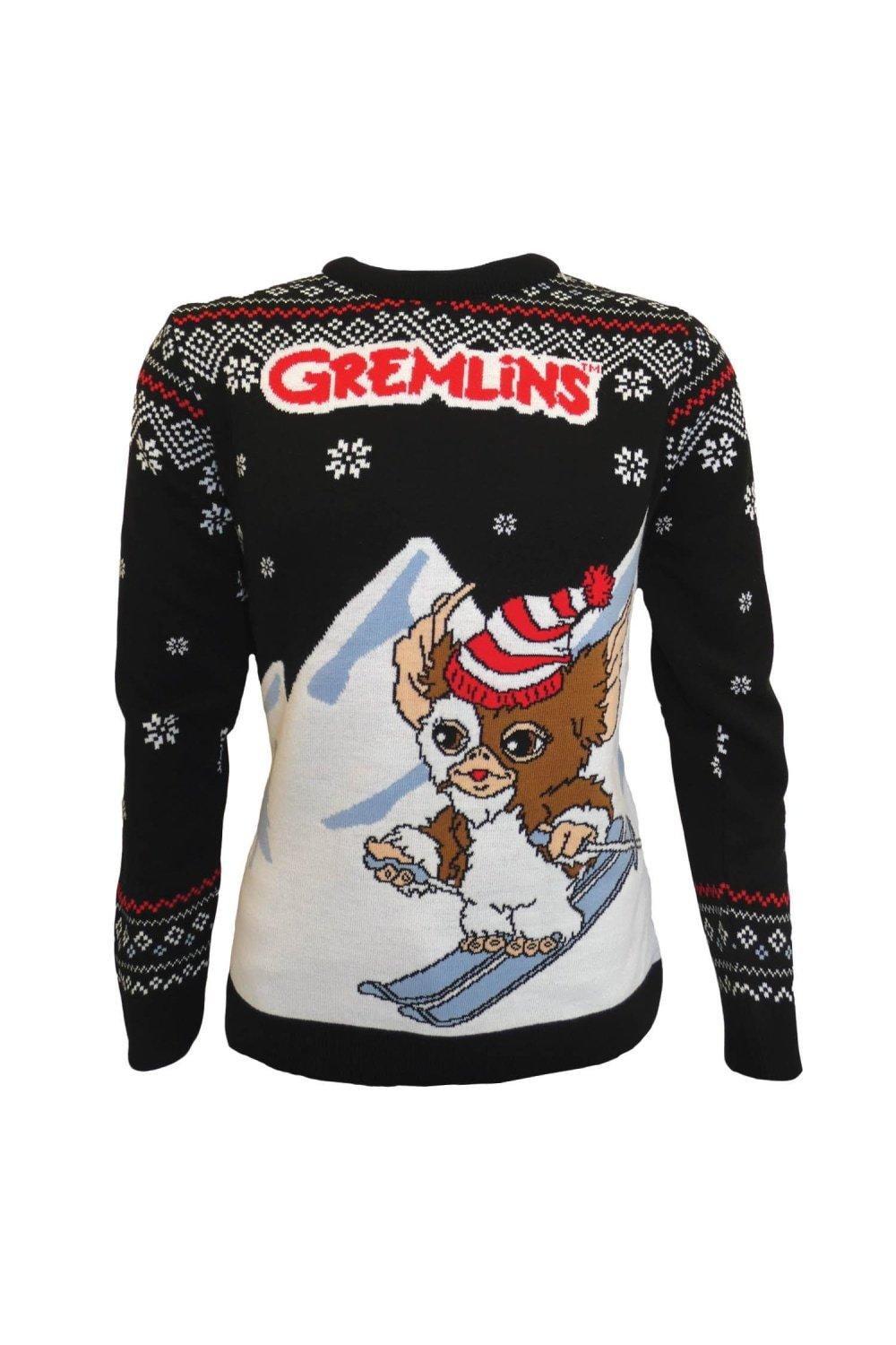 Skiing Gizmo Knitted Christmas Jumper
