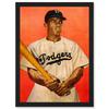Artery8 Portrait Jackie Robinson Baseball Brooklyn Dodgers A4 Artwork Framed Wall Art Print thumbnail 1