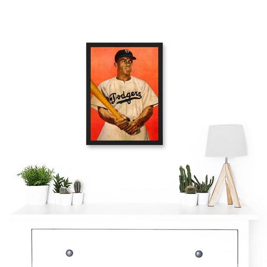 Artery8 Portrait Jackie Robinson Baseball Brooklyn Dodgers A4 Artwork Framed Wall Art Print 2