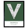 Wee Blue Coo Valencia Spain City Map Modern Typography Stylish Letter Framed Word Wall Art Print Poster for Home Décor thumbnail 1