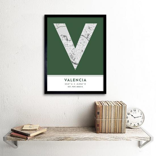 Wee Blue Coo Valencia Spain City Map Modern Typography Stylish Letter Framed Word Wall Art Print Poster for Home Décor 2
