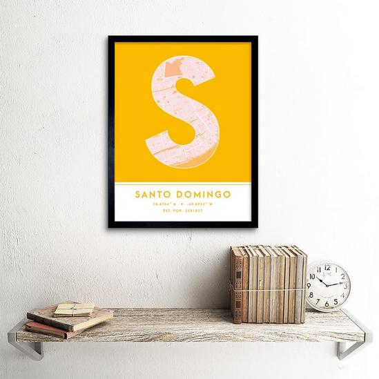 Wee Blue Coo Wall Art Print Santo Domingo Dominican Republic City Map Modern Typography Stylish Letter Framed Word 2