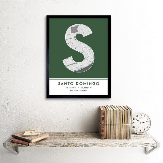 Wee Blue Coo Santo Domingo Dominican Republic City Map Modern Typography Stylish Letter Framed Word Wall Art Print Poster for Home Décor 2