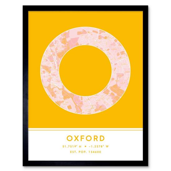 Wee Blue Coo Wall Art Print Oxford England United Kingdom City Map Modern Typography Stylish Letter Framed Word 1