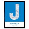 Wee Blue Coo Jerusalem Israel City Map Modern Typography Stylish Letter Framed Word Wall Art Print Poster for Home Décor thumbnail 1