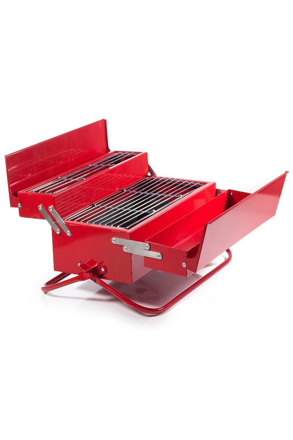 Stainless Steel BBQ Grill Tool Box Red