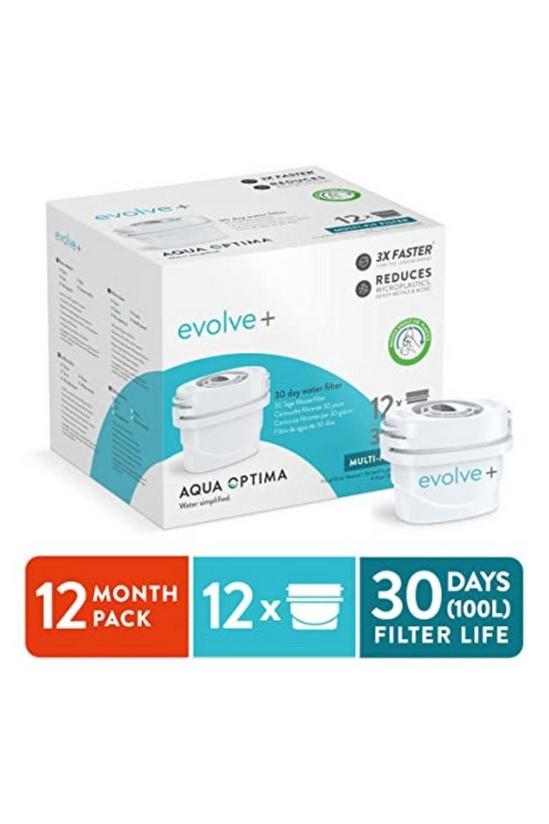 Aqua Optima Evolve+ Water Filter Cartridge, 12 pack (12 Months Supply), Brita Compatible 2
