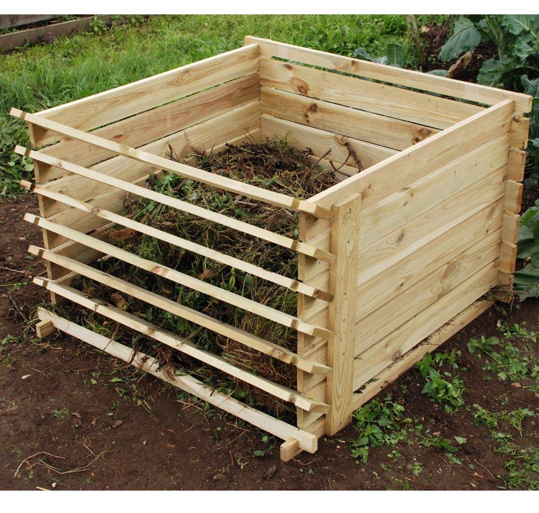 530L Outdoor Wooden Compost Bin Composter with Slatted Design 92cm