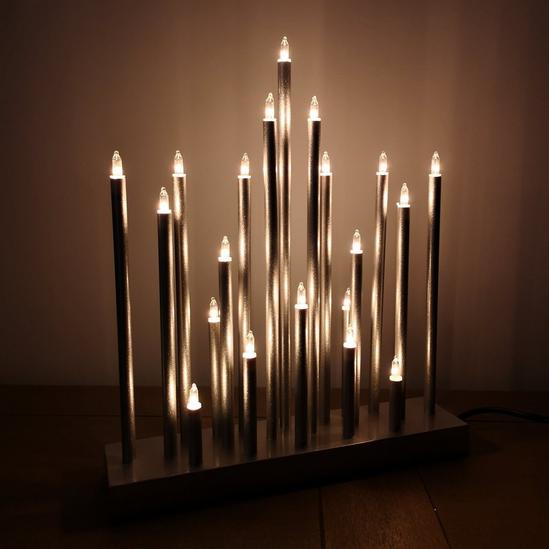 Samuel Alexander 33cm Premier Christmas Candle Bridge Star Shaped with 20 LEDs In Silver Mains Power 1