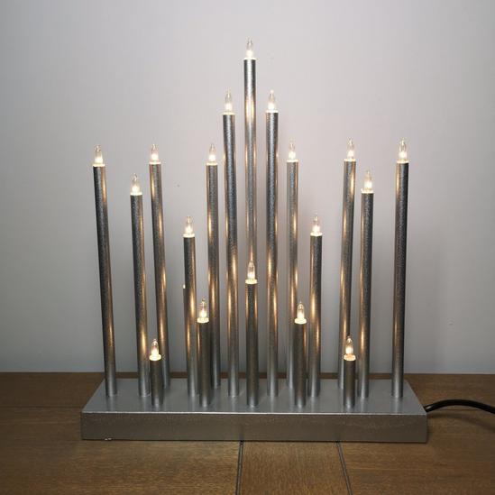 Samuel Alexander 33cm Premier Christmas Candle Bridge Star Shaped with 20 LEDs In Silver Mains Power 2