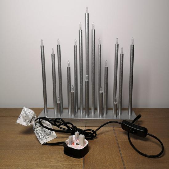 Samuel Alexander 33cm Premier Christmas Candle Bridge Star Shaped with 20 LEDs In Silver Mains Power 3