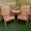 Samuel Alexander Charles Taylor Hand Made 2 Seater Chunky Rustic Wooden Garden Furniture Love Seat with Tray Flatpacked thumbnail 2