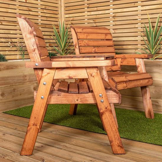 Samuel Alexander Charles Taylor Hand Made 2 Seater Chunky Rustic Wooden Garden Furniture Love Seat with Tray Flatpacked 3