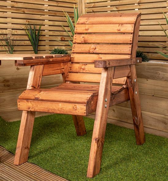 Samuel Alexander Charles Taylor Hand Made 2 Seater Chunky Rustic Wooden Garden Furniture Love Seat with Tray Flatpacked 5