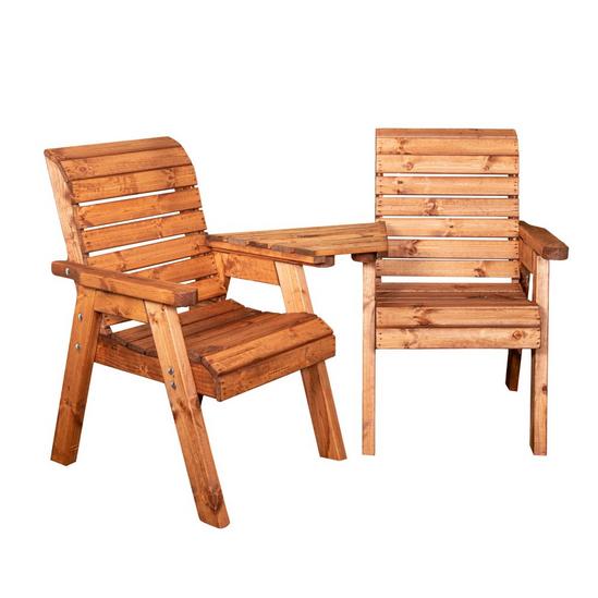 Samuel Alexander Charles Taylor Hand Made 2 Seater Chunky Rustic Wooden Garden Furniture Love Seat with Tray Flatpacked 6