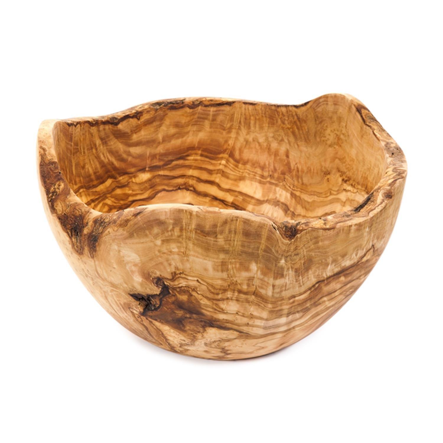 Olive Wood Natural Grained Rustic Kitchen Dining Handmade Large Luxury Bowl (Diam) 29-32cm