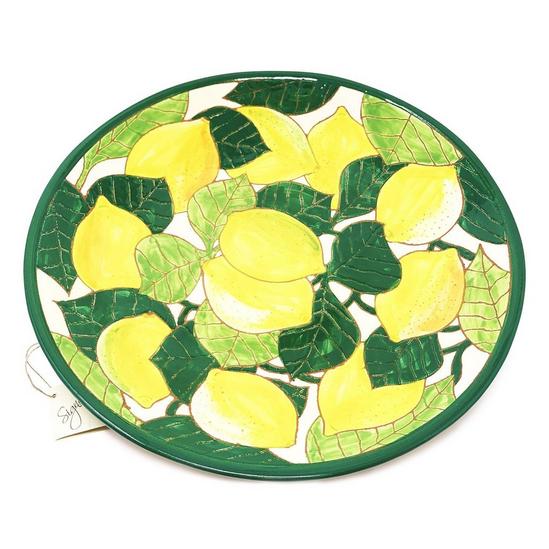 Verano Spanish Ceramics Signature Lemons Hand Painted Ceramic Kitchen Dining Large Platter (Diam) 42cm 1