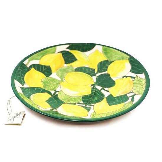 Verano Spanish Ceramics Signature Lemons Hand Painted Ceramic Kitchen Dining Large Platter (Diam) 42cm 3