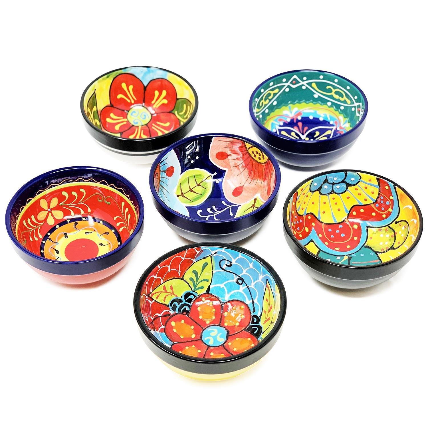 Classic Spanish Hand Painted Kitchen Dining Set of 6 Tapas Bowls (Diam) 12cm