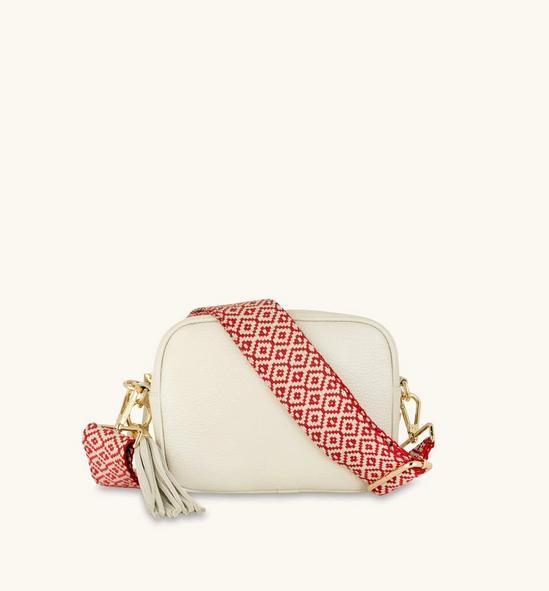 Apatchy London Stone Leather Crossbody Bag With Red Cross-Stitch Strap 1