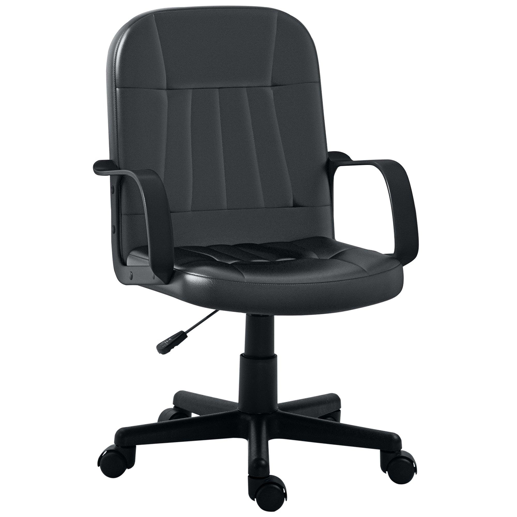 HOMCOM PU Leather Swivel Home Office Chair with Armrest