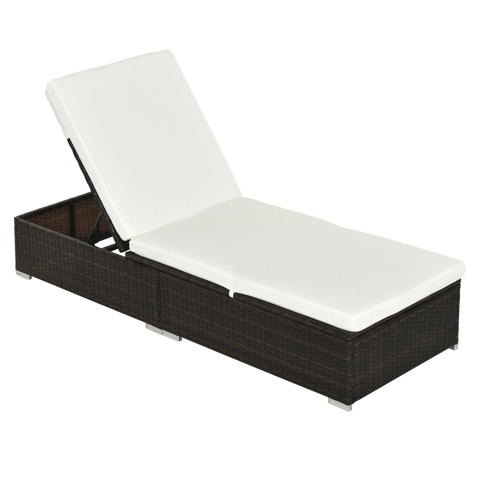 Garden Rattan Recliner Lounger Furniture Sun Lounger Recliner Bed Chair