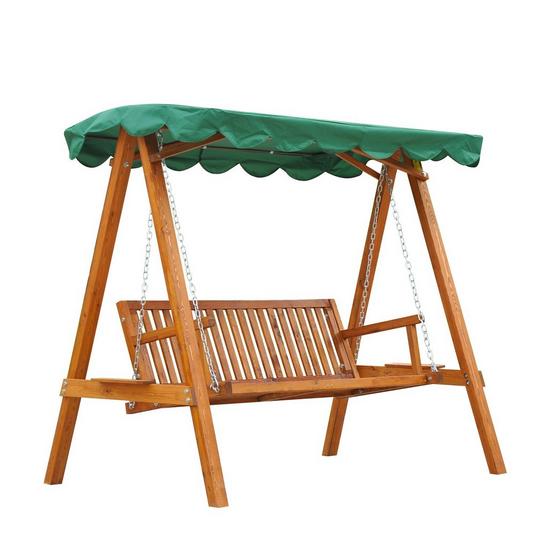 OUTSUNNY Swing Chair 3 Seater Swinging Wooden Hammock Garden Outdoor Canopy 1