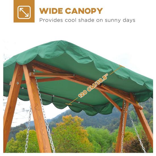 OUTSUNNY Swing Chair 3 Seater Swinging Wooden Hammock Garden Outdoor Canopy 3