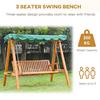 OUTSUNNY Swing Chair 3 Seater Swinging Wooden Hammock Garden Outdoor Canopy thumbnail 6