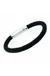 Unique & Co Black Leather Bracelet Stainless Steel Bracelet - A40Bl/21Cm thumbnail 1