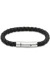 Unique & Co Black Leather Bracelet Stainless Steel Bracelet - A40Bl/21Cm thumbnail 2