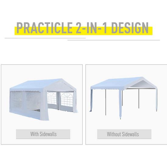 OUTSUNNY Garden Gazebo Portable Carport Shelter w/ Removable Sidewalls&Doors 3