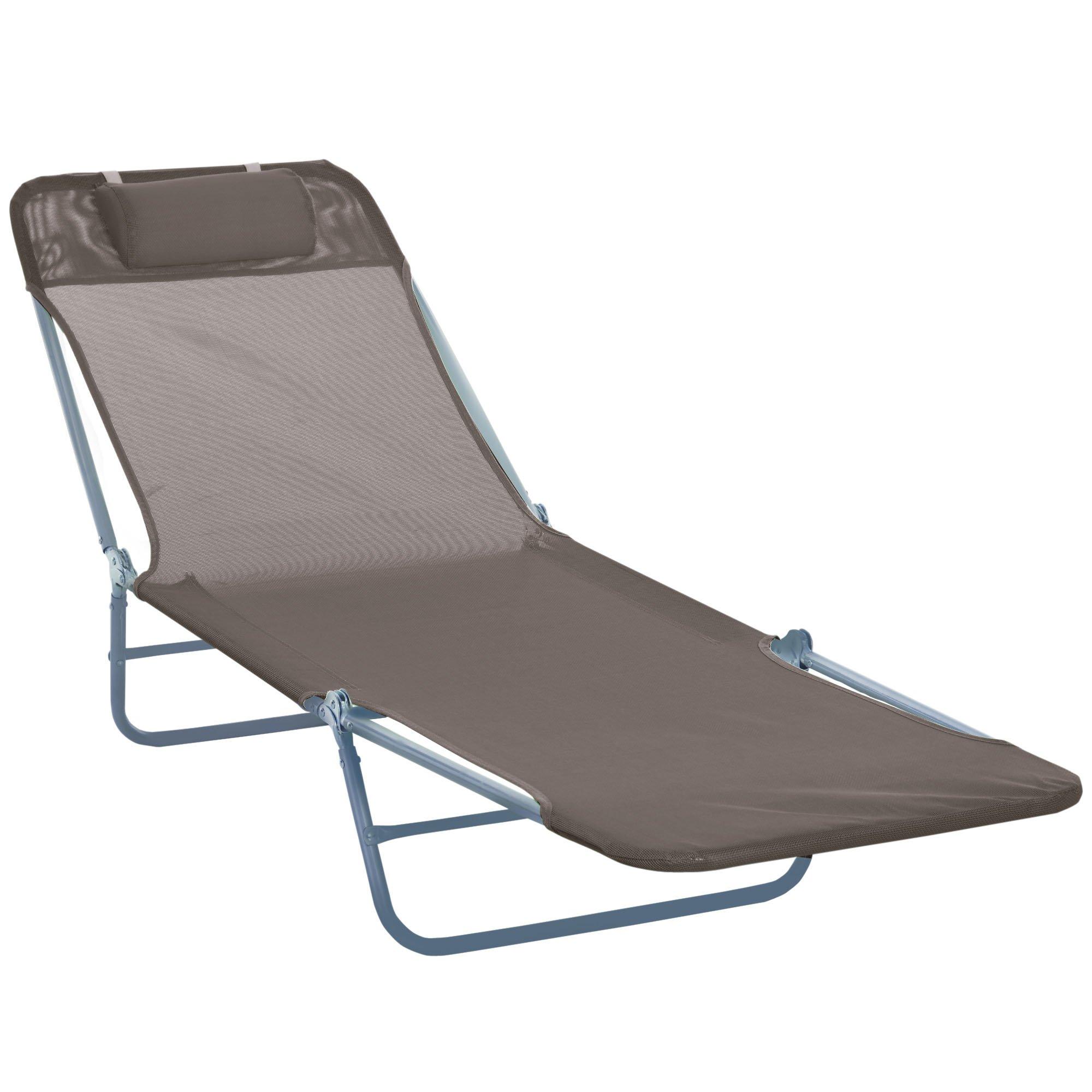 Photos - Garden Furniture Outsunny Adjustable Sun Bed Garden Lounger Recliner Relaxing Camping 