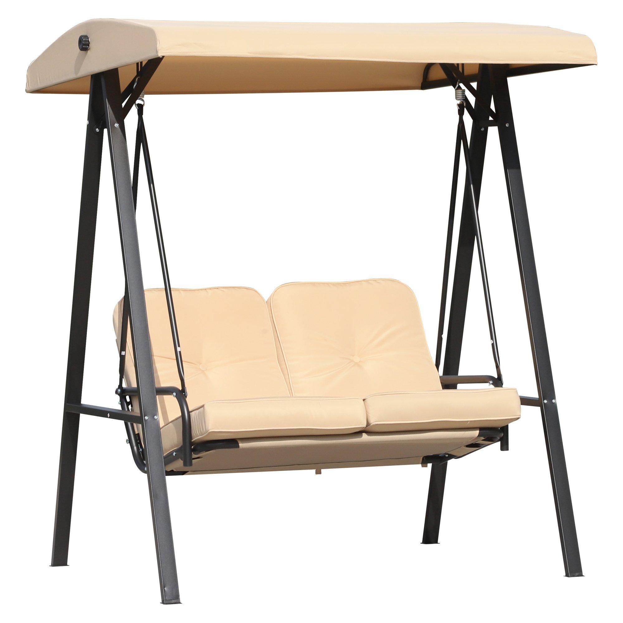 2 Seater Garden Outdoor Swing Chair Hammock with Steel Frame