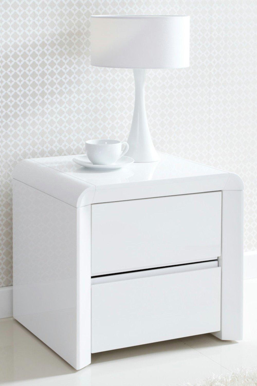 Ice White High Gloss 2 Drawer Bedside