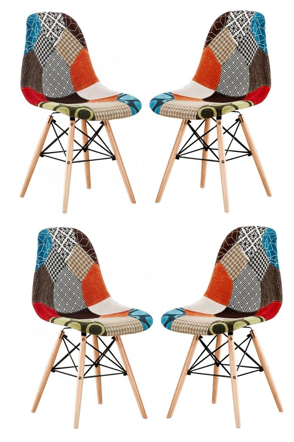 Modern Designer Patchwork Padded Dining Chair Dressing Chair Scandinavian mid Century design inspire