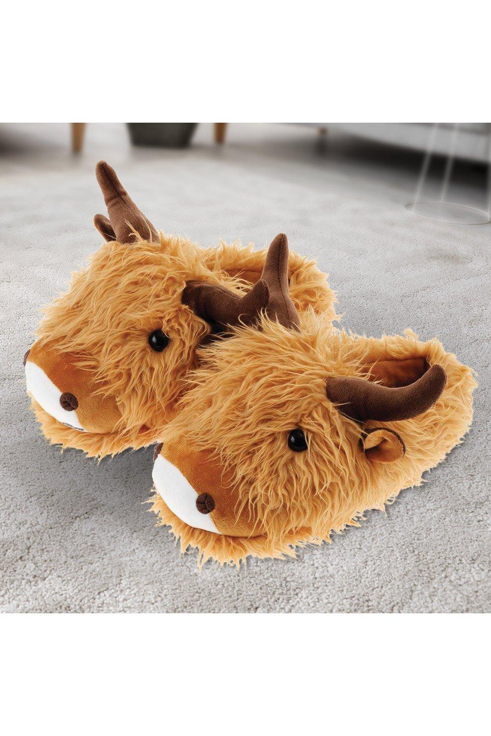 Highland Cow slippers with grips for Newborns & Toddlers - Ziggle