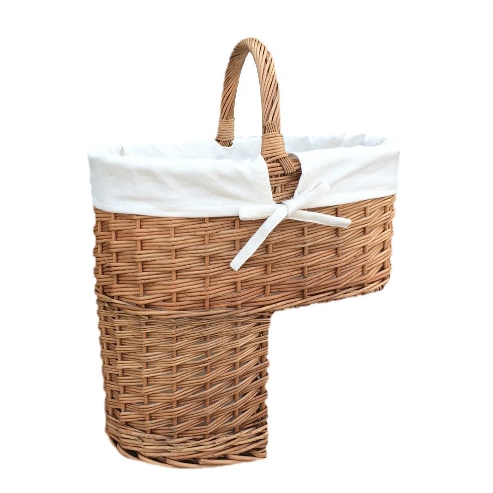 Wicker Double Steamed Stair Basket with White Lining