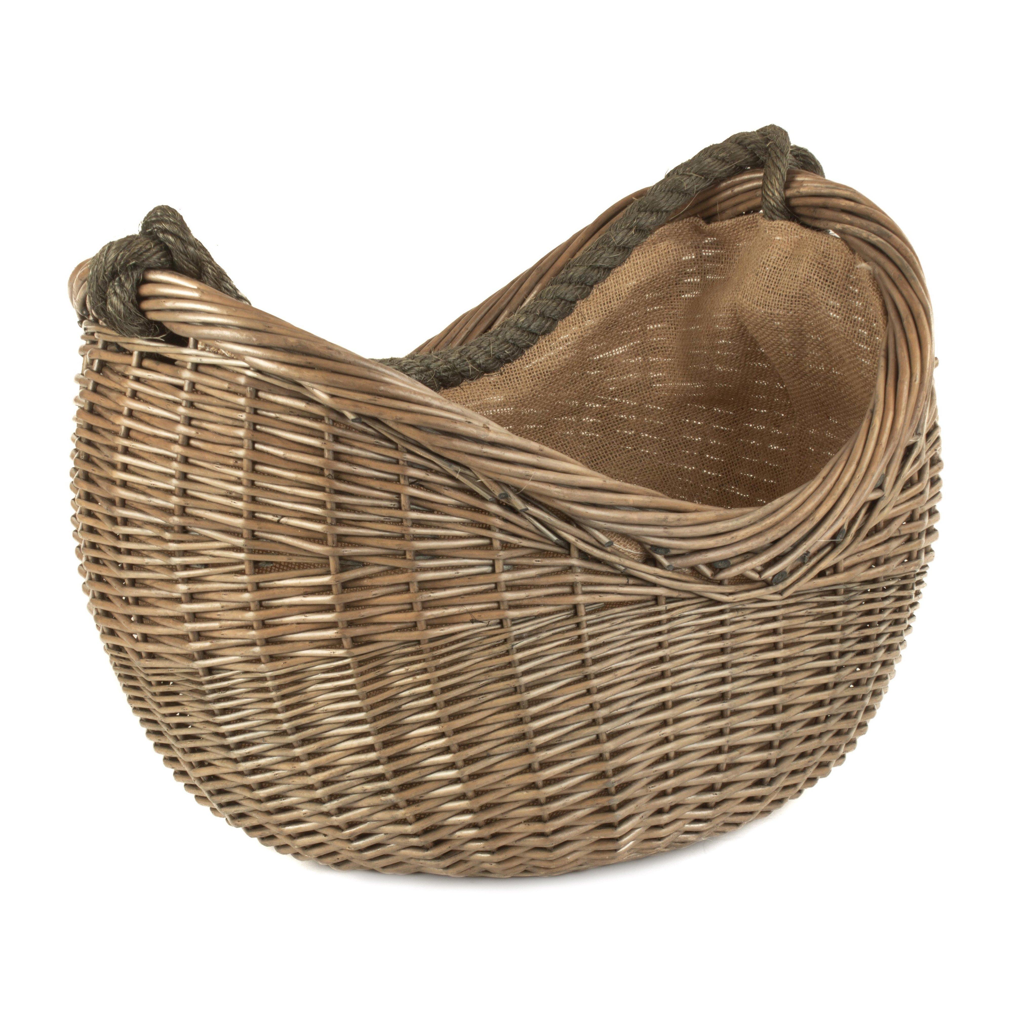 Wicker Antique Wash Rope Handled Carrying Basket